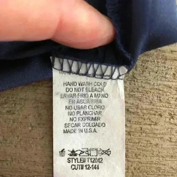 VINTAGE HAVANA V NECK -BUTTON DOWN -TIE WAIST -LONG SLEEVE NAVY - Picture 7 of 11